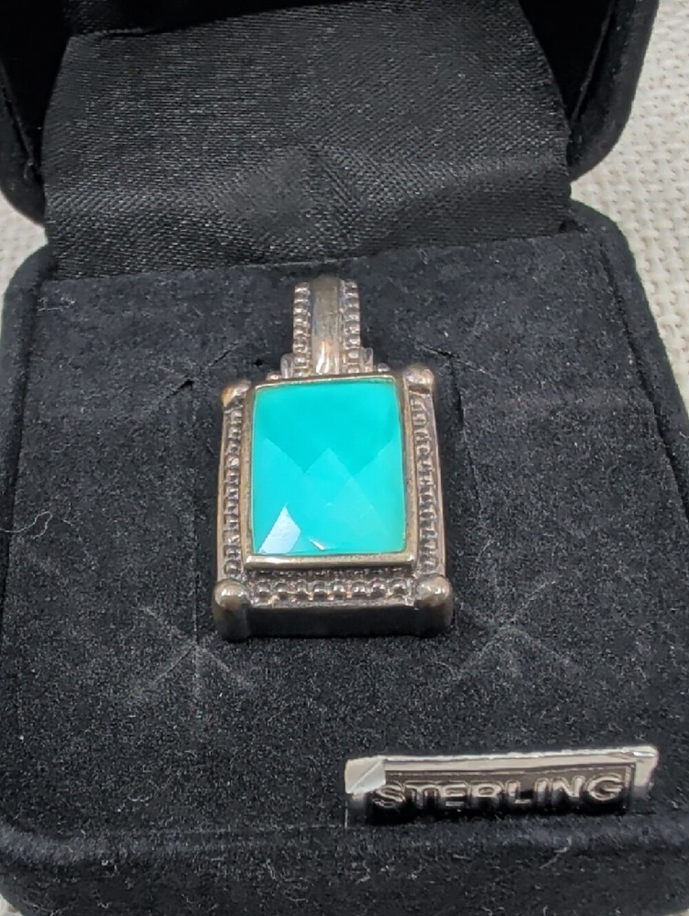 Whitney Kelly WK 925 Sterling Silver Turquoise Doublet Pendant Estate